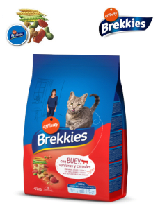 Brekkies pienso para gato Con buey verduras y cereales 4kg